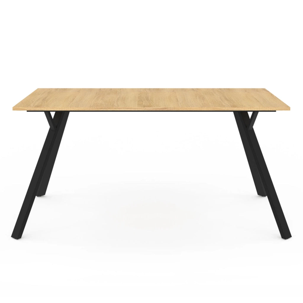 IDMarket - YSEULT mesa de comedor para 8 en madera y negro 160 cm diseño industrial