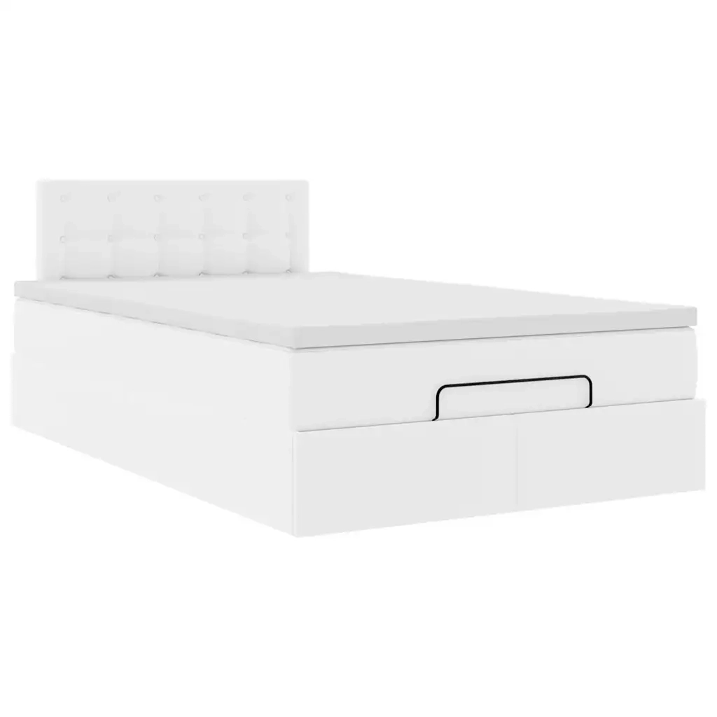 Pouf Letto con Materassi e LED Bianco Puro 120x190cm Similpelle