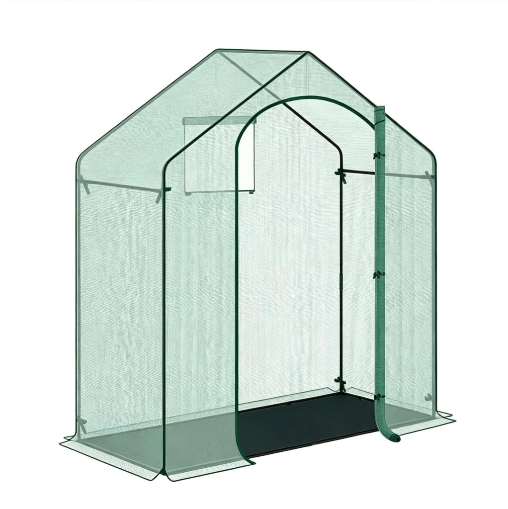 Serra da giardino 200x80x200 cm in acciaio e PE verde per terrazza e balcone