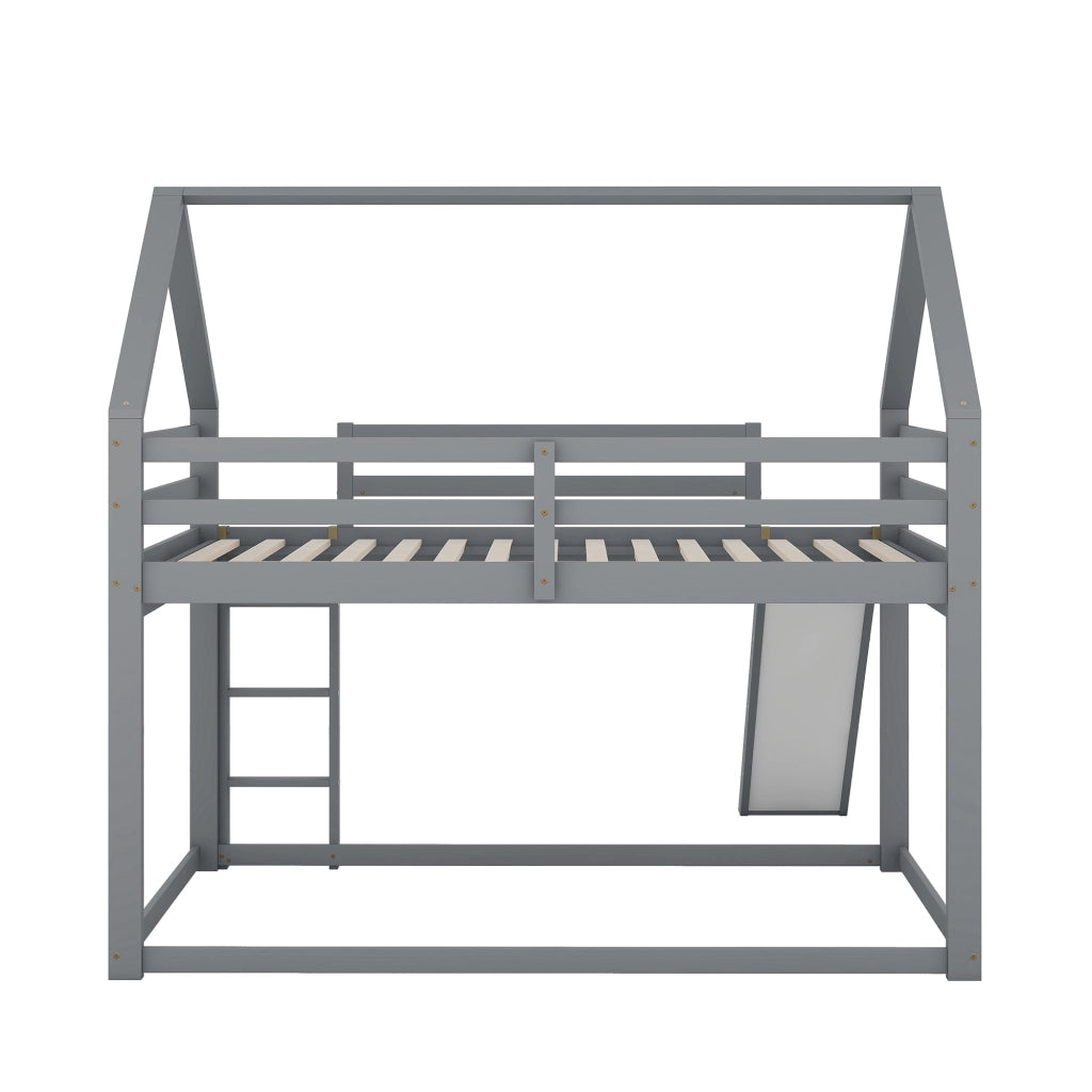 Letto a Castello 140 x 200 cm e 140 x 200 cm; Scala e Scivolo - in Legno - Grigio