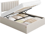 VASAGLE Struttura Letto, 140 x 200 cm, Letto Sollevabile con Contenitore, Testiera, Sollevamento Idraulico, Moderno e Semplice, Montaggio Facile, Beige Cappuccino RMB614LH01