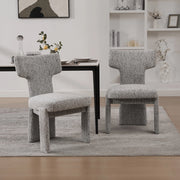 Set 2 Poltrone Imbottite in Chenille ¨C MINIMAL ¨C Senza Braccioli, Schienale Curvo, Bianco e Nero