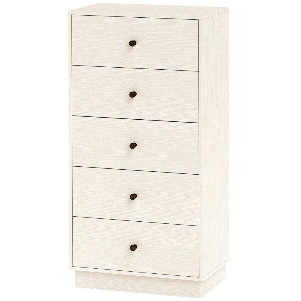Cassettiera 5 cassetti, mobile per camera, stile moderno ¨C zephmum ¨C crema, 47x29x95cm