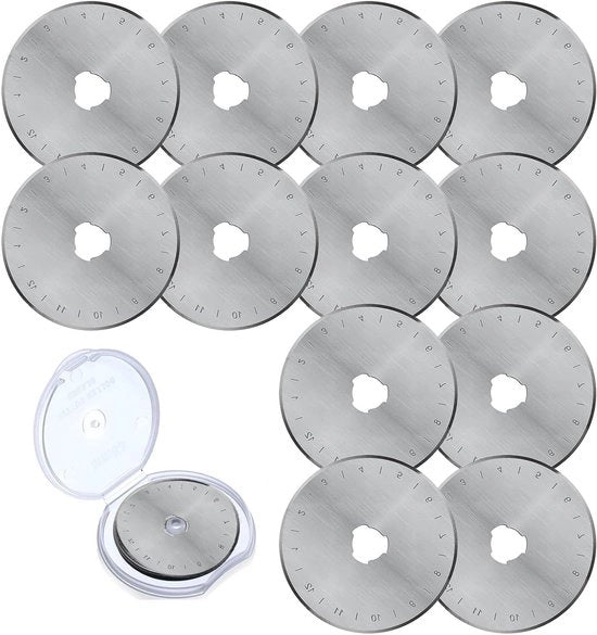 Messen per 45 mm per Rolsnijder - 12 Stuks Ronde Messen Cutter con Scatola di Riposo - Lama in Acciaio Inossidabile per Quilting, Papier, Stoffa, Scrapbooking e Sartoria