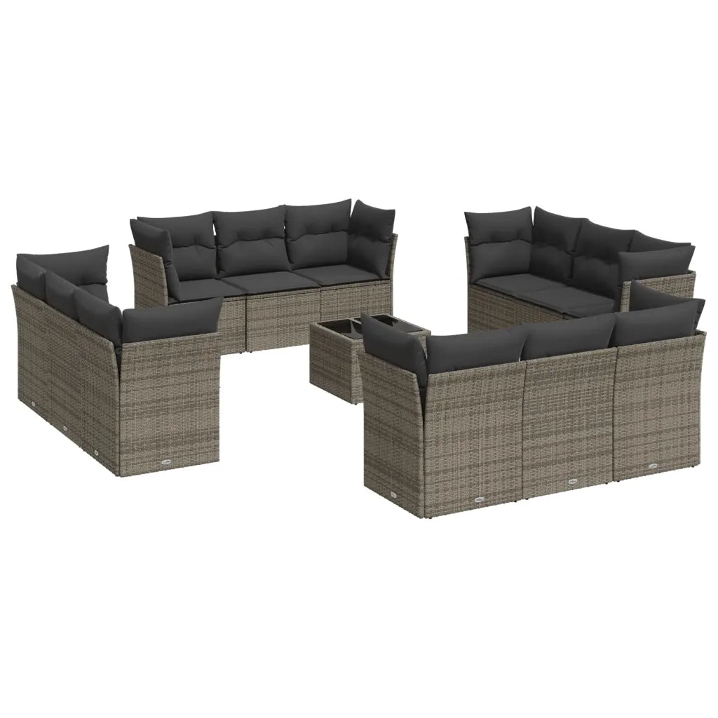 Set Divani da Giardino 13 pz con Cuscini Grigio in Polyrattan 3249179