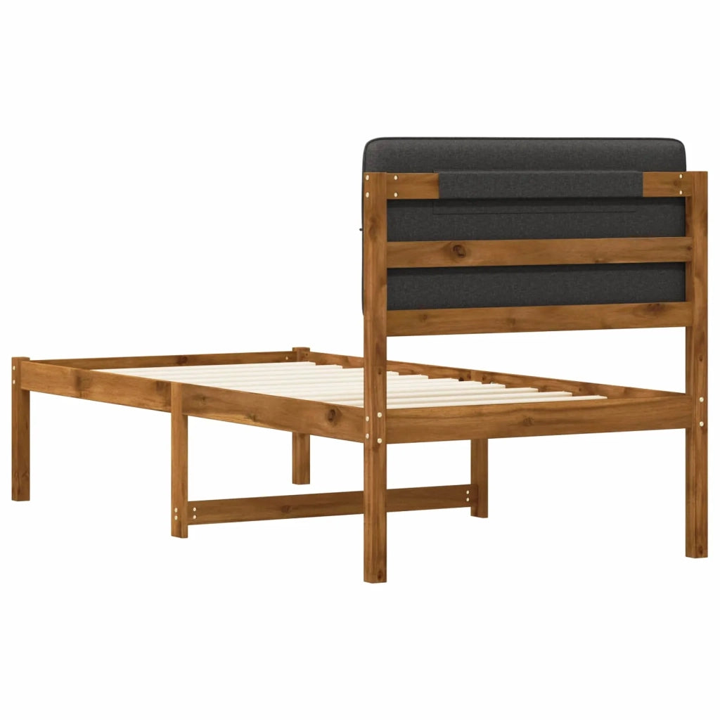 Letto con Testiera Rivestita Naturale e Grigio Scuro 904433