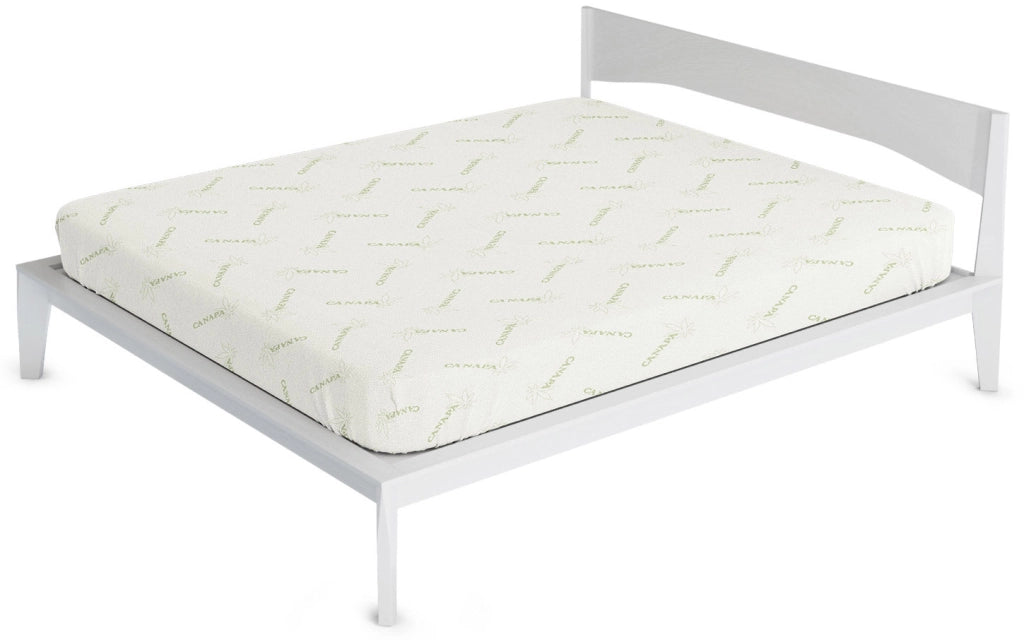 Coprimaterasso Singolo in Poliestere e Fibra di Canapa Verde Chiaro