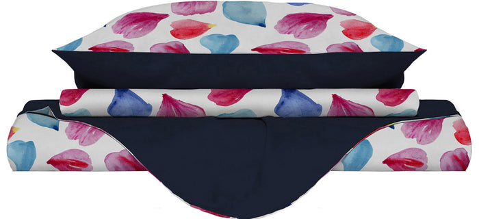 Copripiumino 1 Piazza e Mezzo con Stampa sul Sacco e Federe Doubleface Petali