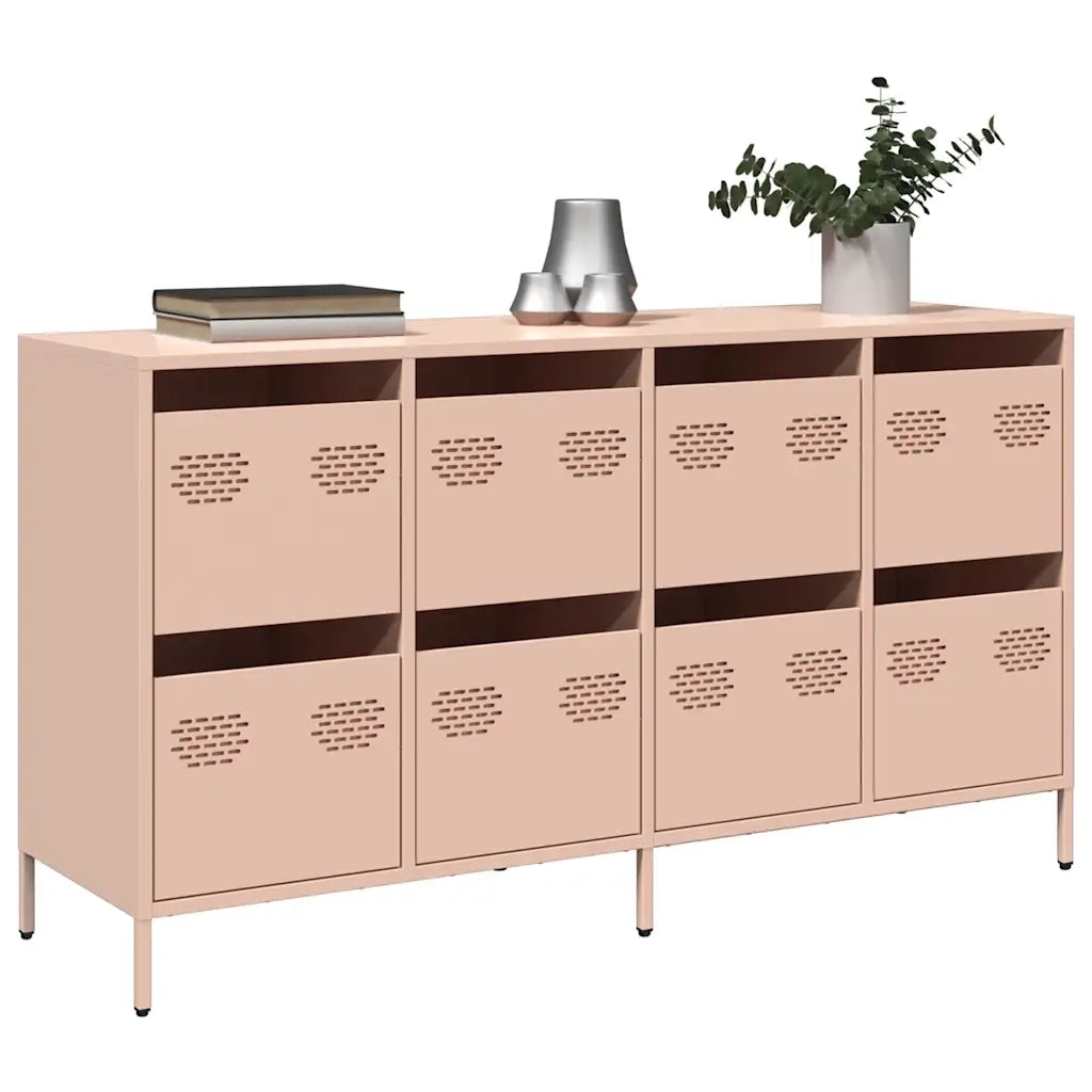 Credenza Rosa 135x39x73,5 cm in Acciaio Laminato a Freddo