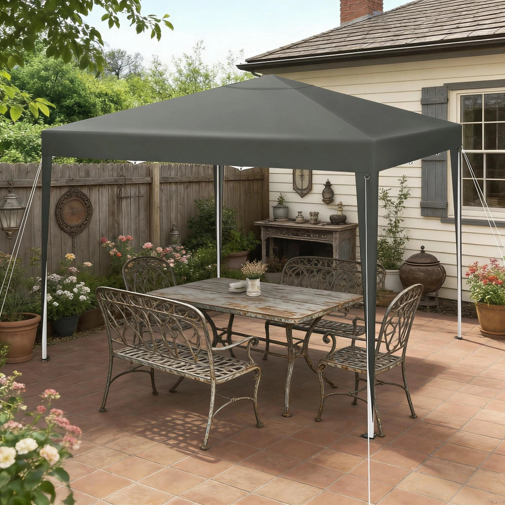 GAZEBO pieghevole 3x3 m regolabile Metallo e Oxford Grigio Scuro