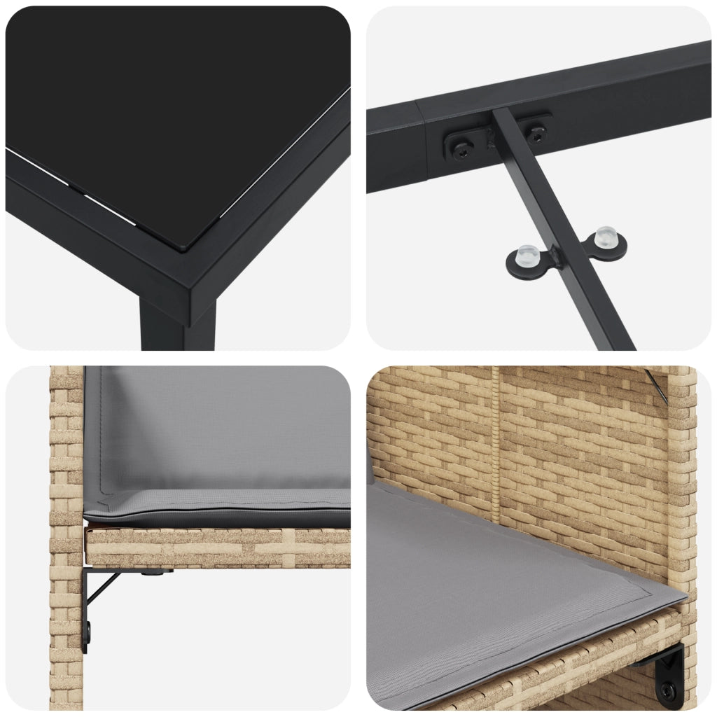Set di Mobili da Giardino 5 Pezzi con Cuscini Beige Rattan Polipropilene
