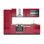 Cucina componibile Fame-Line Bordeaux lucido/Antracite 300 cm, PL Rovere Vicco