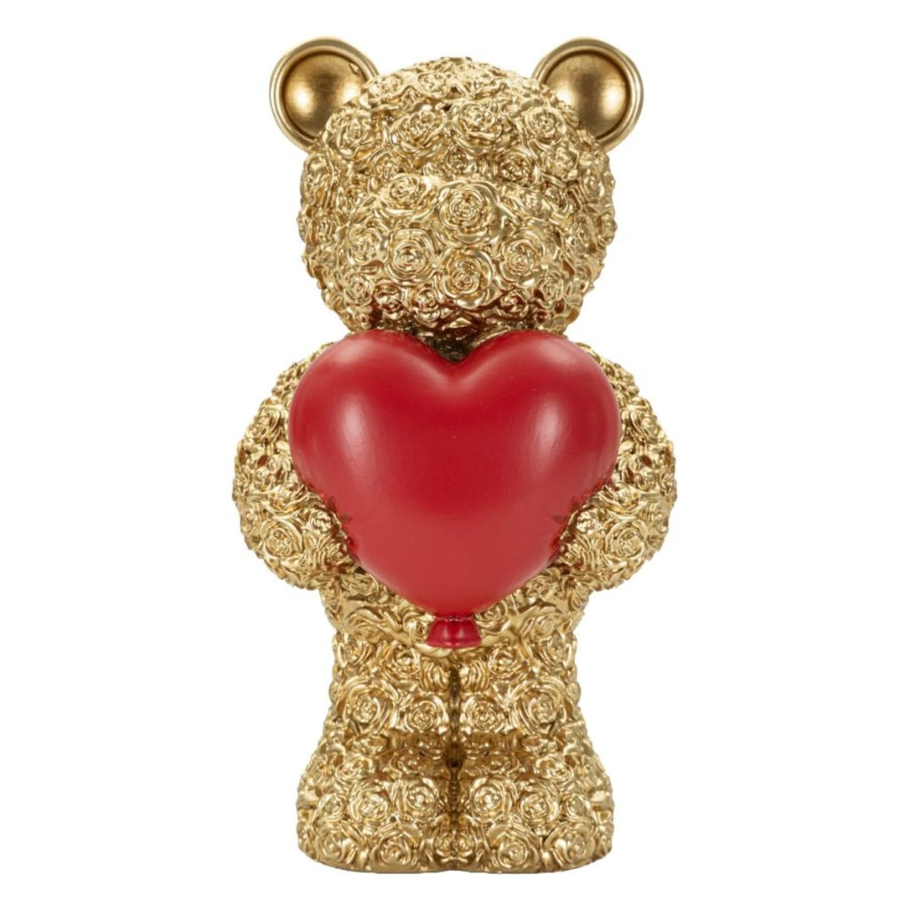Scultura orsetto decorativo con cuore rosso