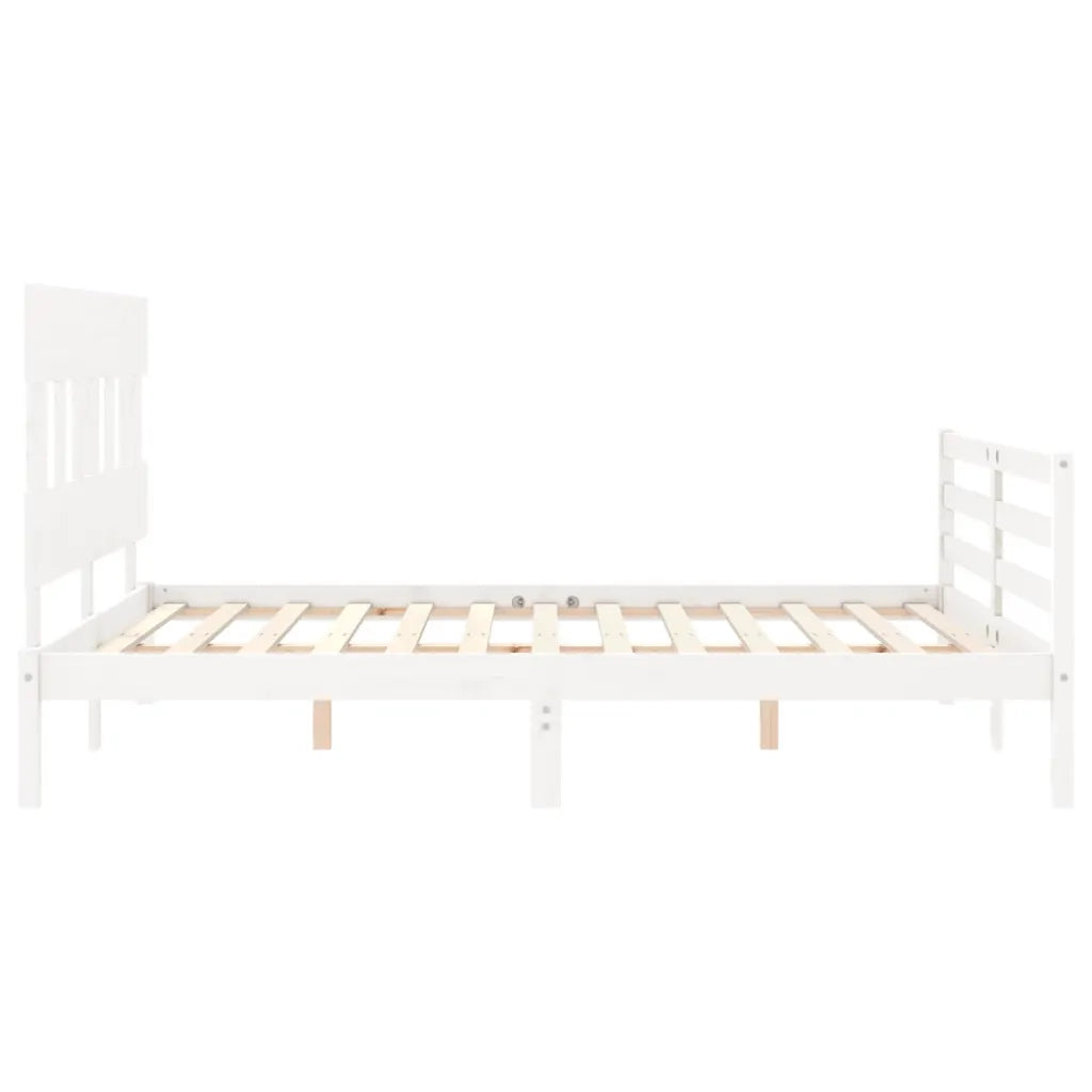 Giroletto con Testiera-Struttura Letto con testiera Bianco 160x200 cm Legno Massello 396444