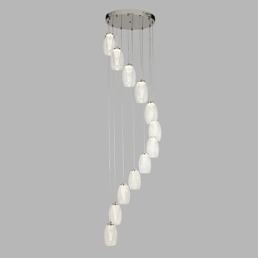 Lampadario Contemporaneo Ciclon Acciaio Cromo Vetro Trasparente Led 60W 3000K
