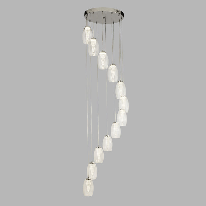 Lampadario Contemporaneo Ciclon Acciaio Cromo Vetro Trasparente Led 60W 3000K