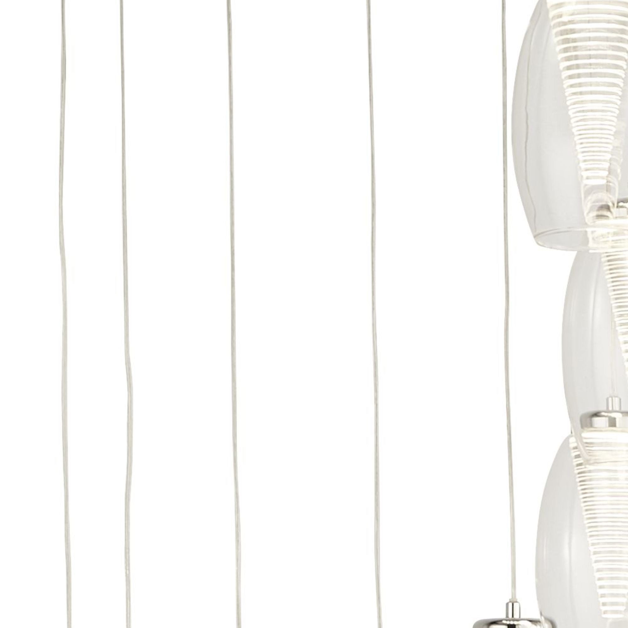 Lampadario Contemporaneo Ciclon Acciaio Cromo Vetro Trasparente Led 60W 3000K