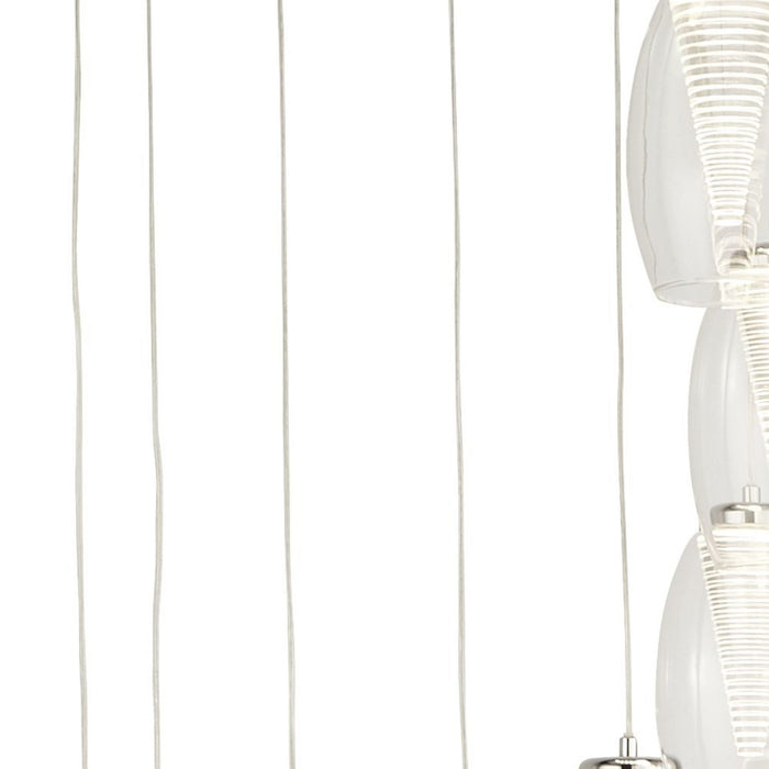 Lampadario Contemporaneo Ciclon Acciaio Cromo Vetro Trasparente Led 60W 3000K