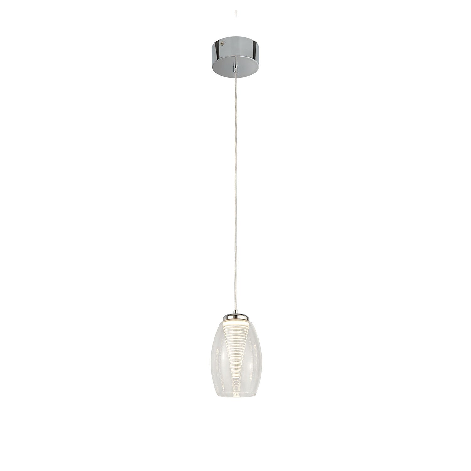 Lampadario Contemporaneo Ciclon Metallo Cromo Vetro Trasparente Led 6W 3000K