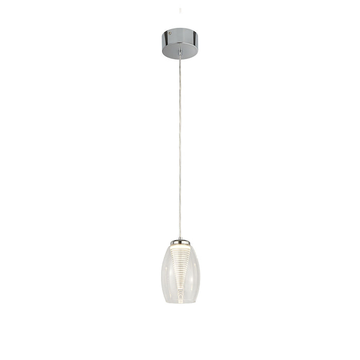 Lampadario Contemporaneo Ciclon Metallo Cromo Vetro Trasparente Led 6W 3000K