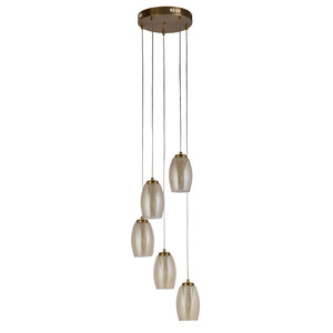Lampadario Contemporaneo Ciclon Acciaio Bronzo Vetro Led 5,4W 3000K