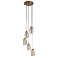 Lampadario Contemporaneo Ciclon Acciaio Bronzo Vetro Led 5,4W 3000K