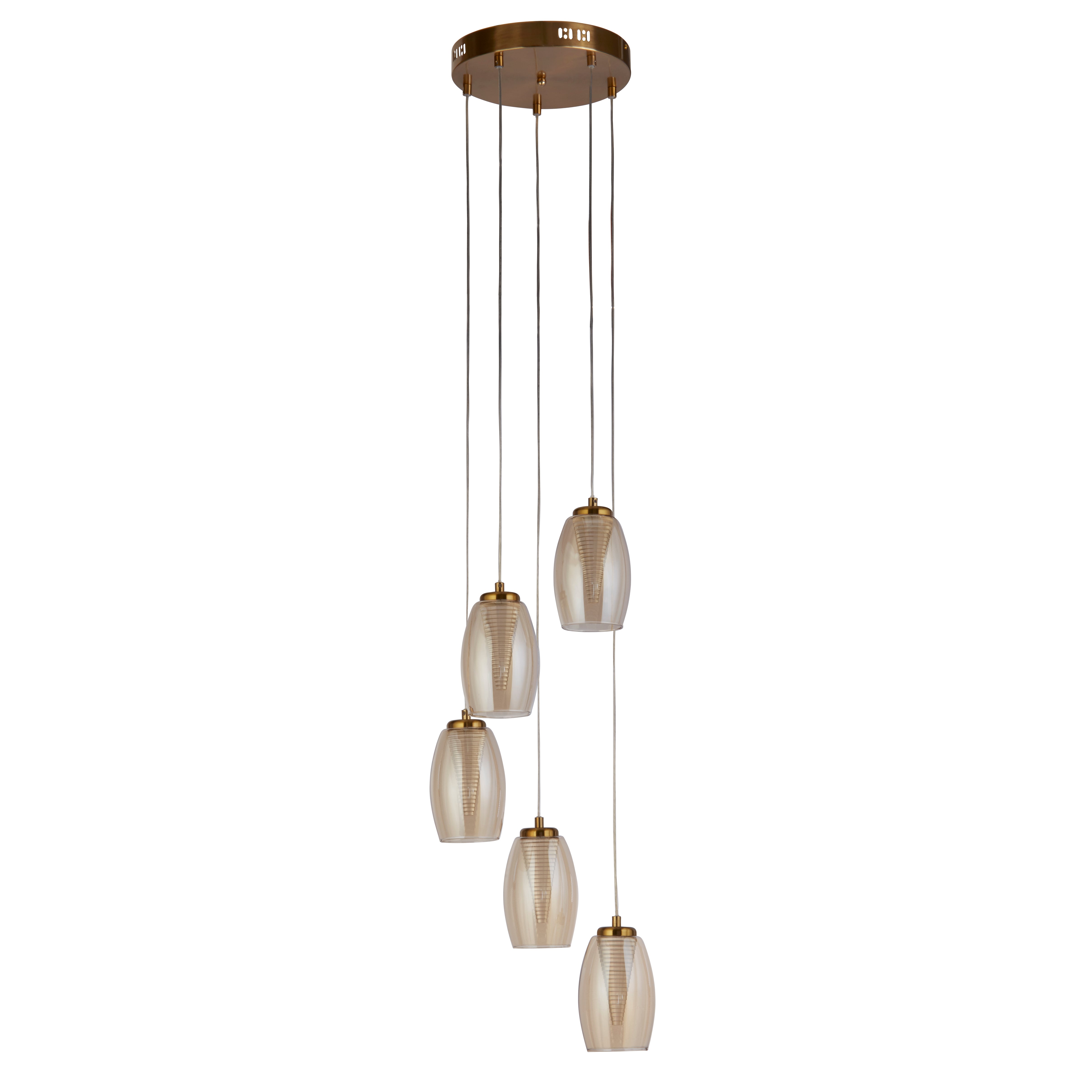Lampadario Contemporaneo Ciclon Acciaio Bronzo Vetro Led 5,4W 3000K