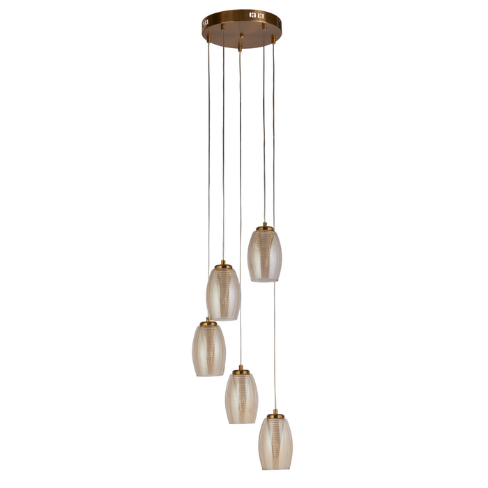 Lampadario Contemporaneo Ciclon Acciaio Bronzo Vetro Led 5,4W 3000K