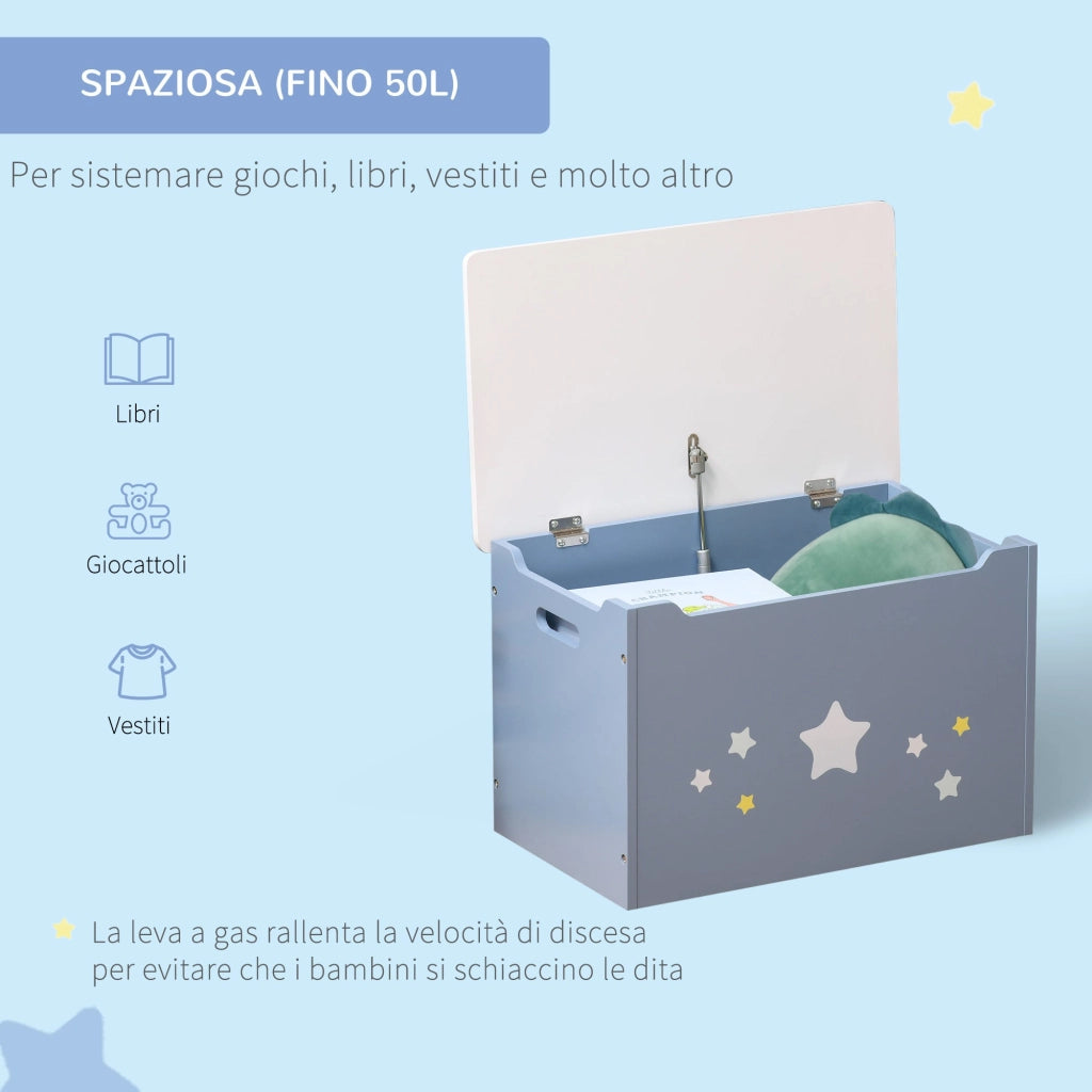 Cassapanca Baule Portagiochi 55x34x35,5 cm IN MDF Blu