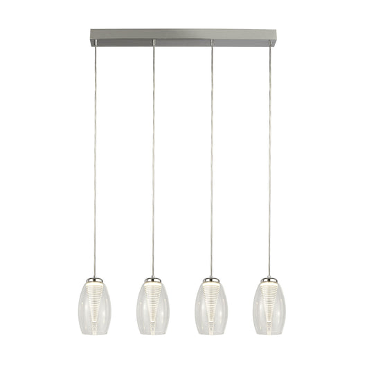 Lampadario Contemporaneo Ciclon Acciaio Cromo Vetro Trasparente Led 22W 3000K