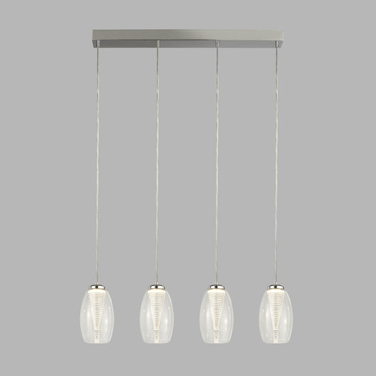 Lampadario Contemporaneo Ciclon Acciaio Cromo Vetro Trasparente Led 22W 3000K