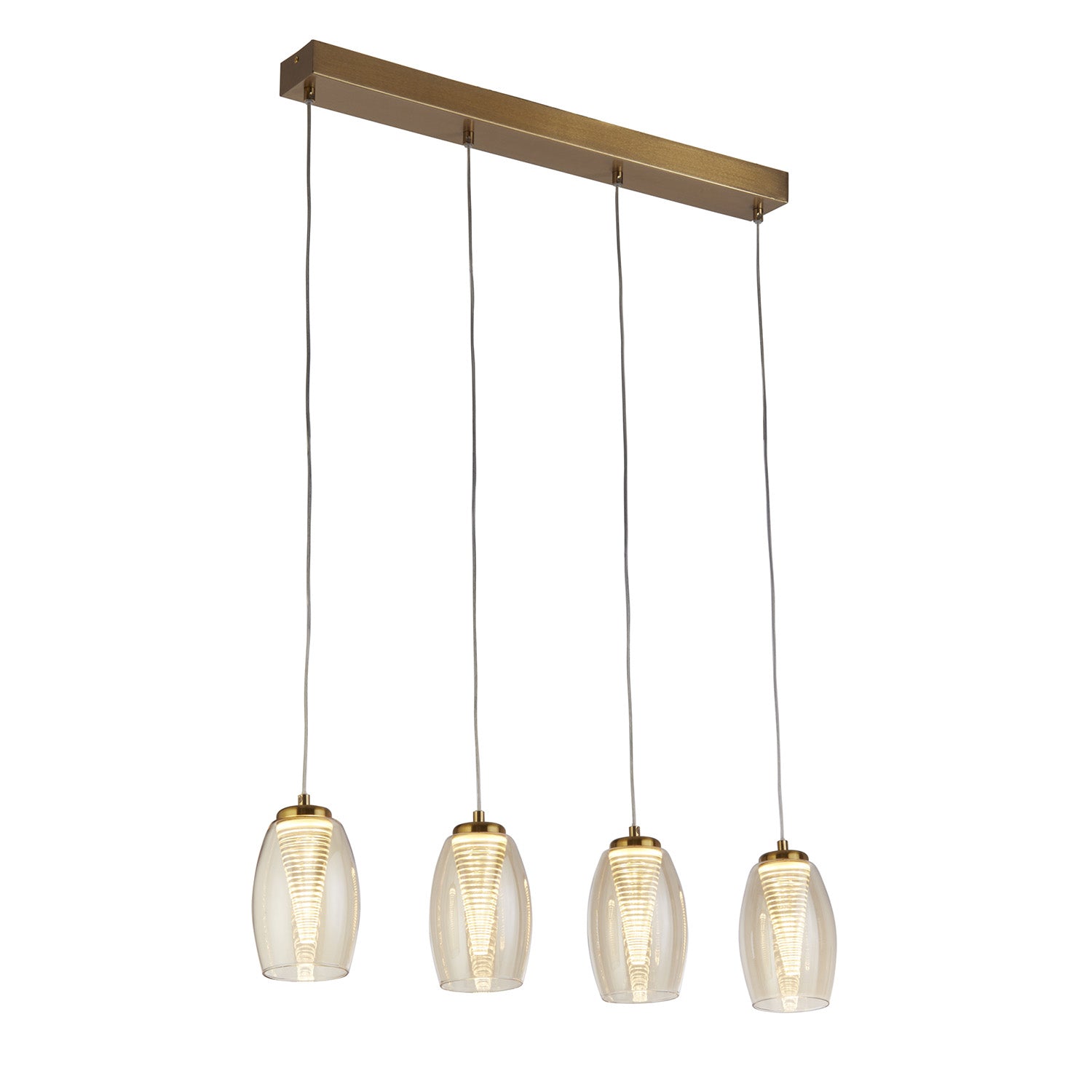 Lampadario Contemporaneo Ciclon Acciaio Bronzo Vetro Led 5,5W 3000K