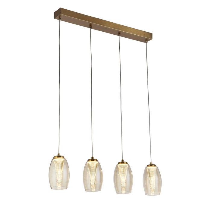 Lampadario Contemporaneo Ciclon Acciaio Bronzo Vetro Led 5,5W 3000K