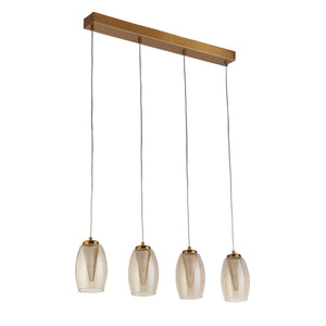 Lampadario Contemporaneo Ciclon Acciaio Bronzo Vetro Led 5,5W 3000K