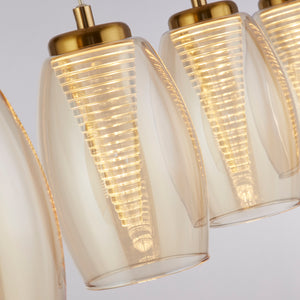 Lampadario Contemporaneo Ciclon Acciaio Bronzo Vetro Led 5,5W 3000K