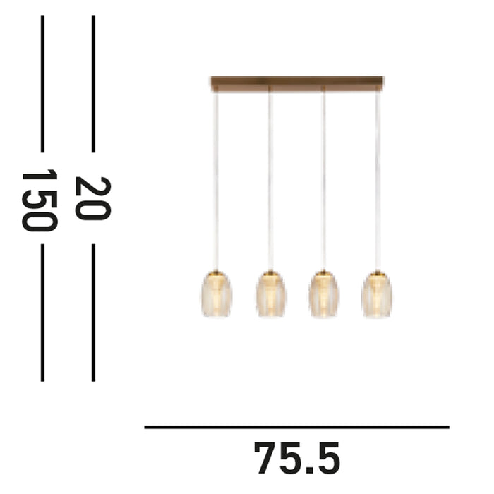 Lampadario Contemporaneo Ciclon Acciaio Bronzo Vetro Led 5,5W 3000K