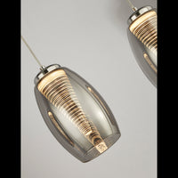 Lampadario Contemporaneo Ciclon Acciaio Cromo Vetro Fumè Led 22W 3000K