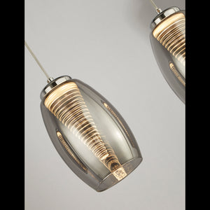 Lampadario Contemporaneo Ciclon Acciaio Cromo Vetro Fumè Led 22W 3000K