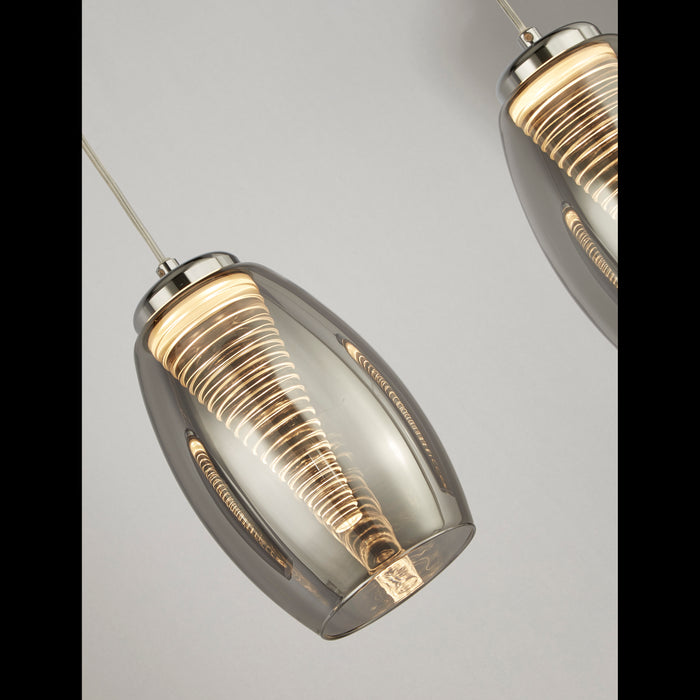 Lampadario Contemporaneo Ciclon Acciaio Cromo Vetro Fumè Led 22W 3000K