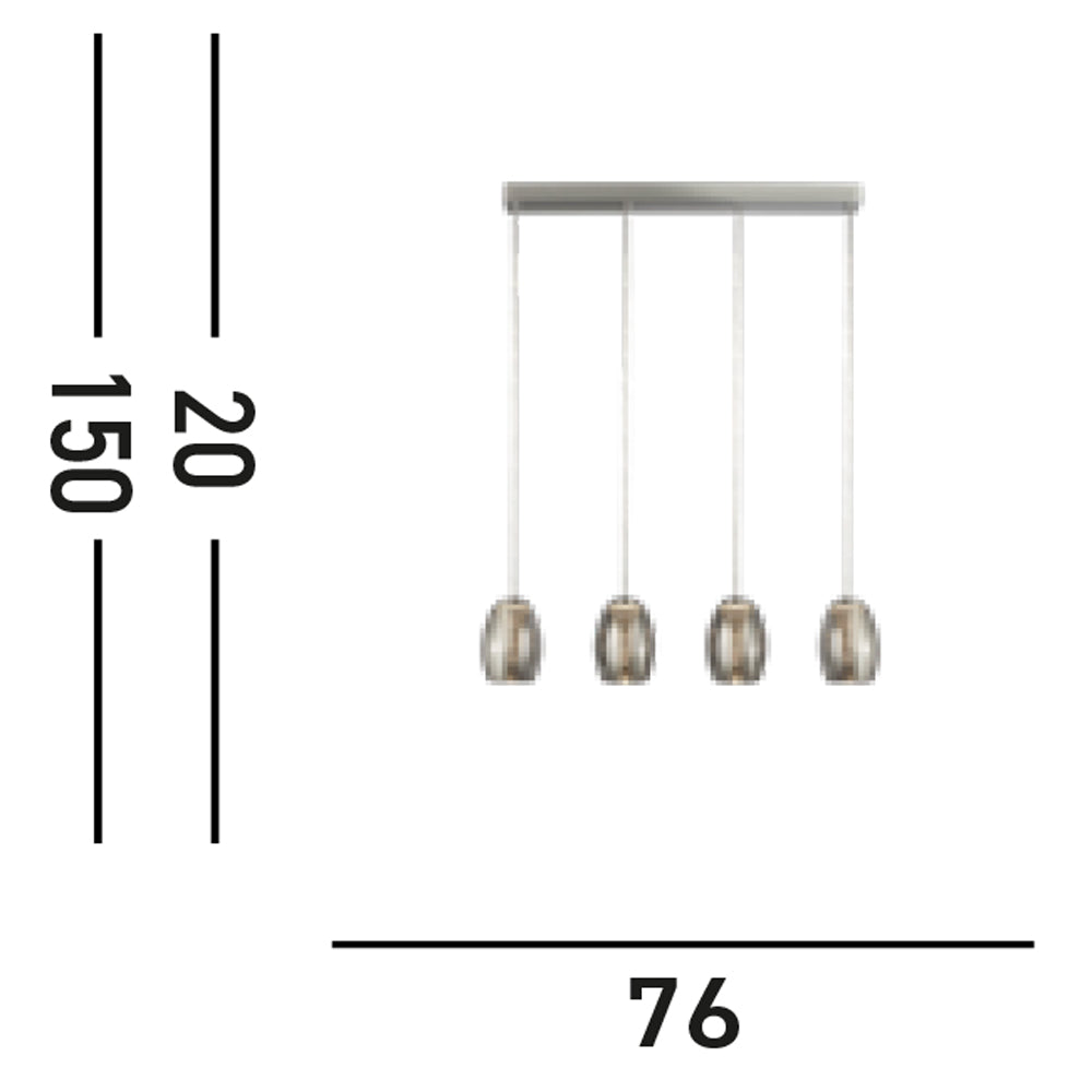 Lampadario Contemporaneo Ciclon Acciaio Cromo Vetro Fumè Led 22W 3000K
