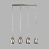 Lampadario Contemporaneo Ciclon Acciaio Cromo Vetro Fumè Led 22W 3000K