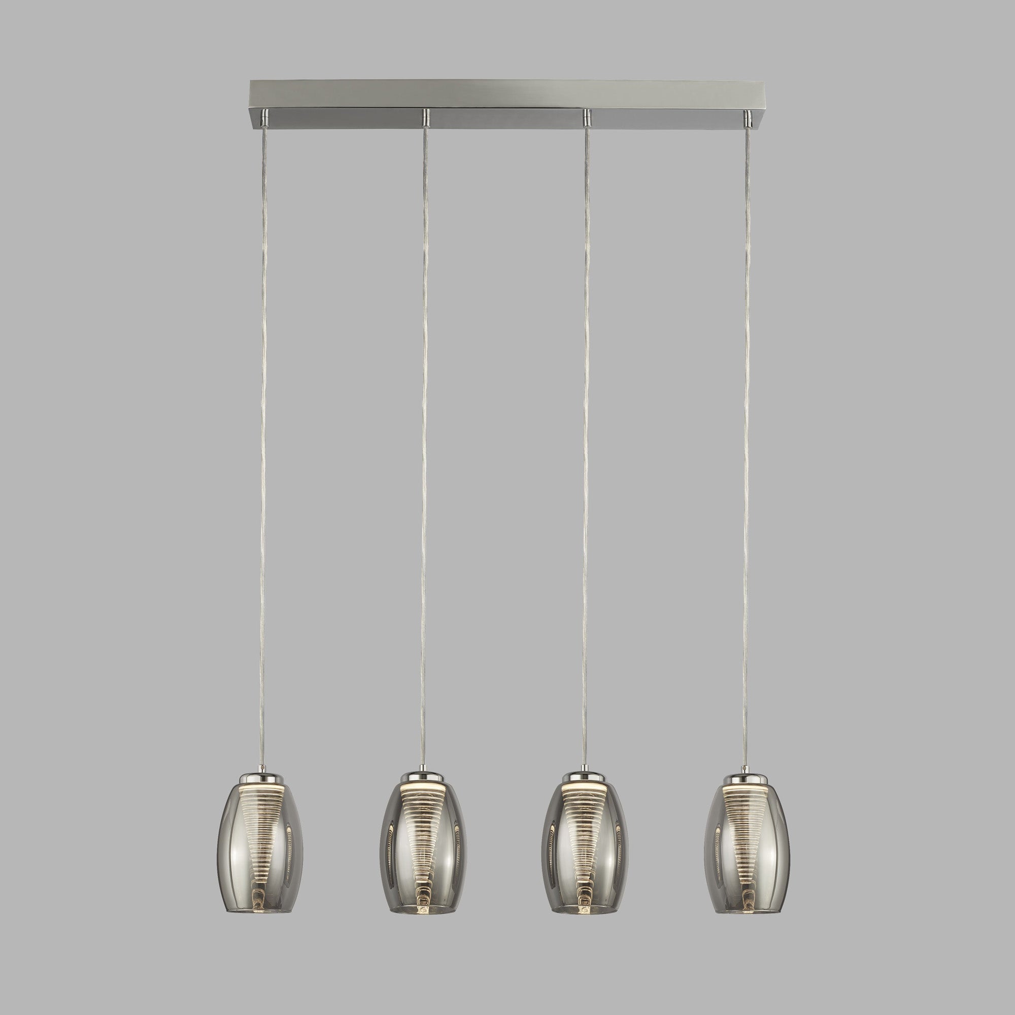 Lampadario Contemporaneo Ciclon Acciaio Cromo Vetro Fumè Led 22W 3000K