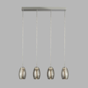 Lampadario Contemporaneo Ciclon Acciaio Cromo Vetro Fumè Led 22W 3000K