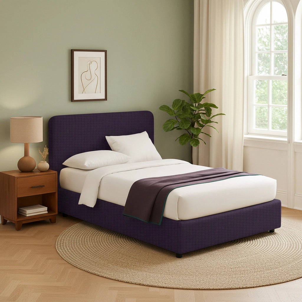 Reading, Letto Singolo Sfoderabile Made in Italy, Viola