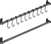 Organizzatore di Hanger per Cucina a Parete, Barre per Utensili con Sostegni per Cucchiai e Padelle, Organizzatore per Asciugamani nella Doccia con 10 Ganci S-Forma Rimovibili 570 mm x2