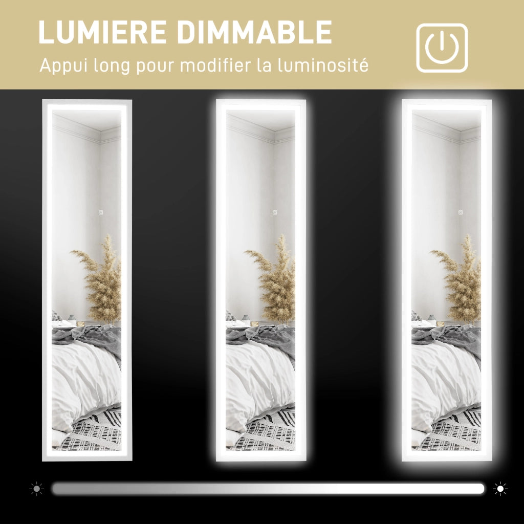Specchio a Pieno Lunghezza con Illuminazione LED ¨C Zephmum ¨C Bianco 40x160 cm