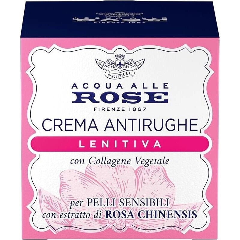 ACQUA ALLE ROSE CREMA VISO ANTIRUGHE LENITIVA CON COLLAGENE VEGETALE DI ROSA CHINENSIS PELLI SENSIBILI 50 ML