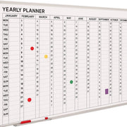 Tavolo bianco 60x90cm – Tavolo magnetico – Laminato in acciaio – Calendario annuale – Incluso calendario mensile, calendario settimanale e righe numeriche – Inglese