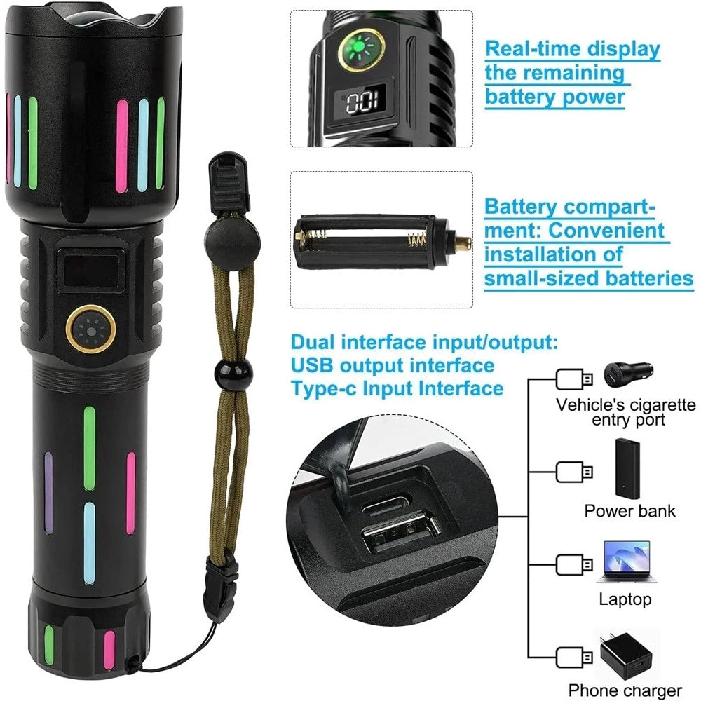 Trade Shop - Torcia Elettrica Led In Lega Di Alluminio Ad Alta Luminosità Ricaricabile Con Zoom L550 -