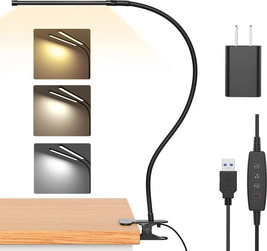 Lampada da scrivania LED senza filo con 3 temperature di colore e 10 livelli di luminosità - 40 cm cavo flessibile con caricatore USB - lampada da tavolo per uso domestico o ufficio